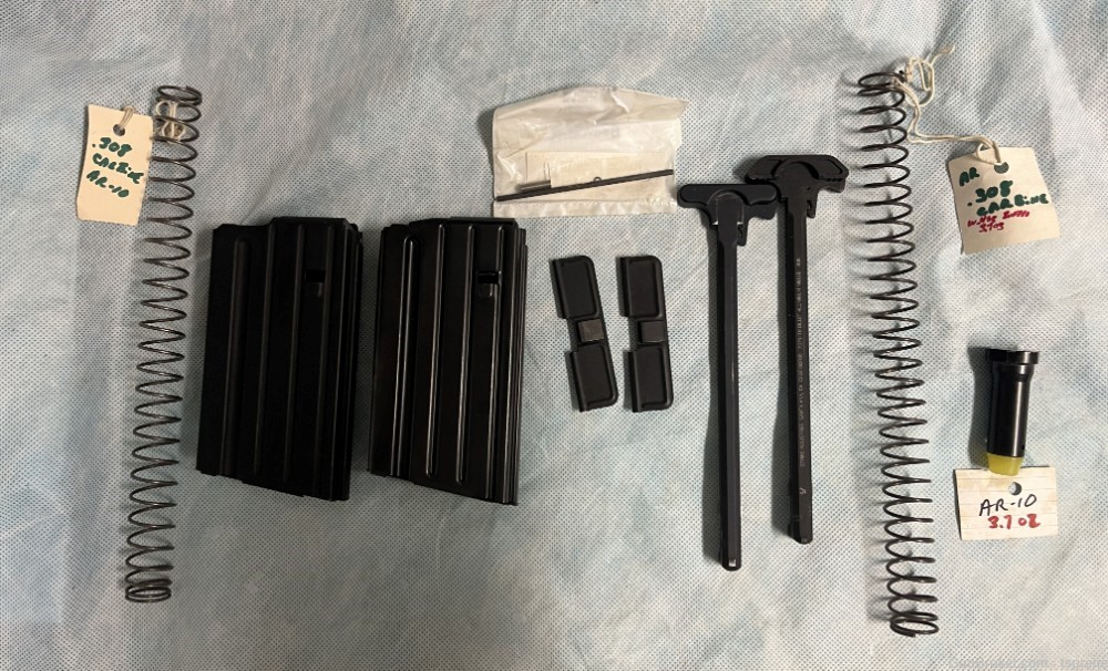 AR10 Misc Parts, 2 Magazines, Buffer springs, buffer, charging handles, etc-img-0
