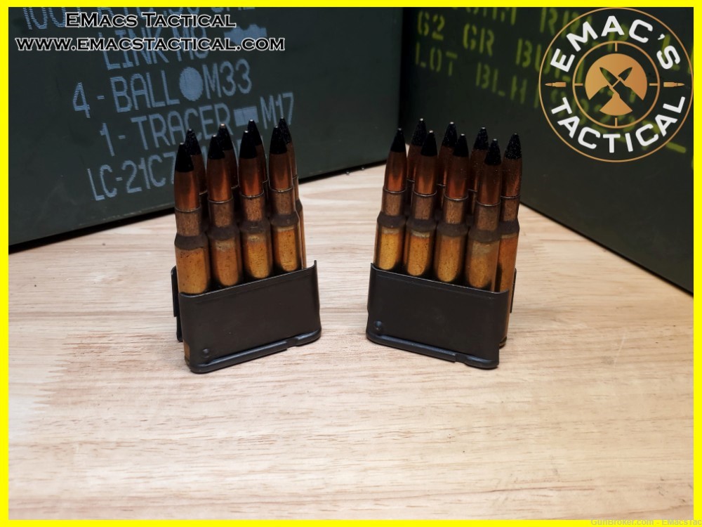 30-06 Black Tipped Armor Piercing [AP] 8 Round Enbloc Clip [5x Clips]-img-1