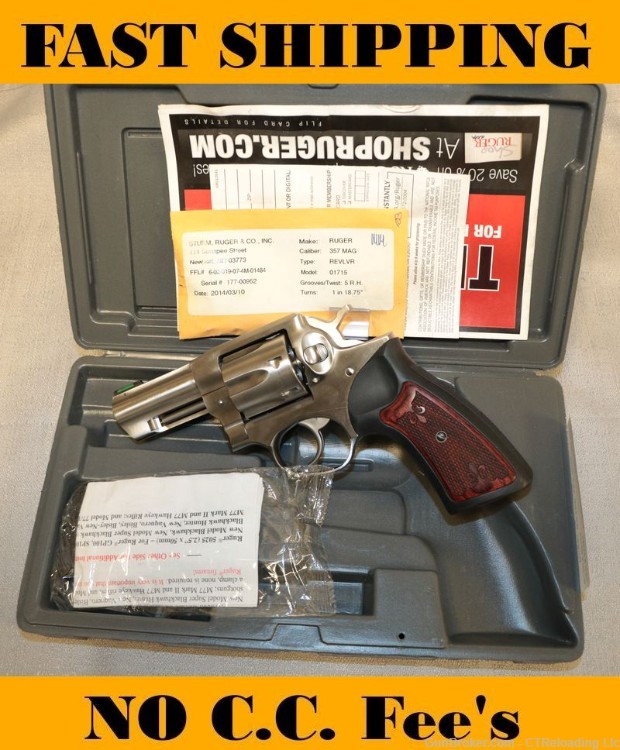 Ruger GP100 Stainless 357 Mag 6 Shot Revolver Factory Case-img-0