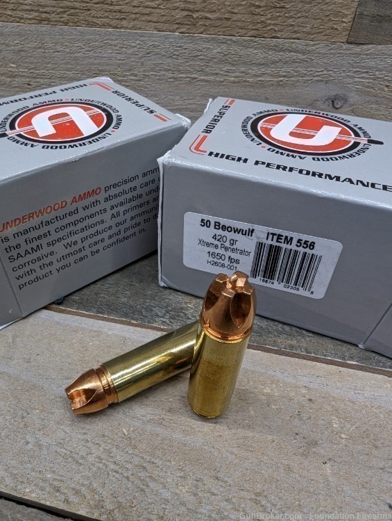 40 Total Rounds Underwood .50 Beowulf Xtreme Penetrator 420gr 1650 fps -img-1