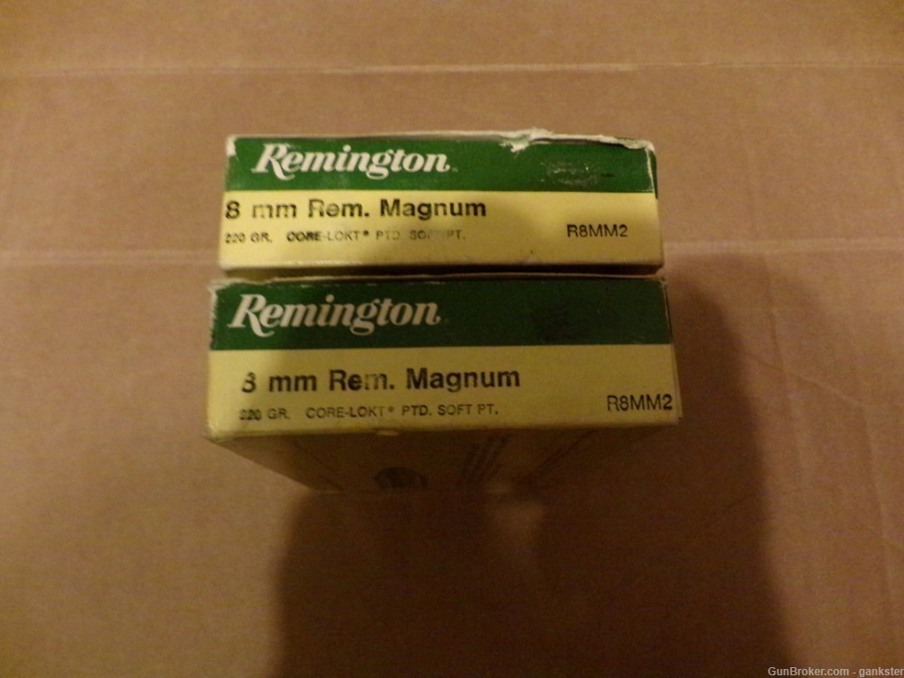 Two Full Boxes of Hard to Find Remington 220gr. 8mm Remington Magnum. -img-0