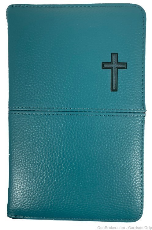 Garrison Grip Lockable Turquoise Leather Gun Case w/ Cross Logo-img-0