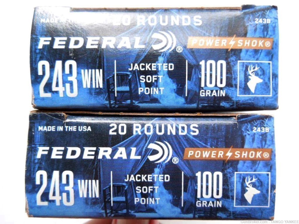Federal 243 Win Power Shok 100 Gr JSP Ammo 40 Rounds REDUCED-img-1