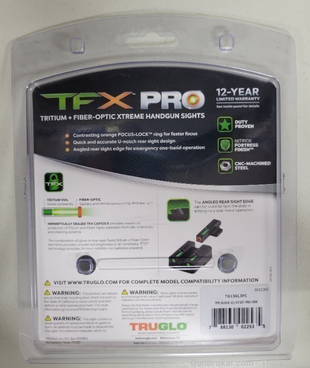 Truglo TFX Pro tritium fiber optic sights Glock 42 43x 48 TG13GL3PC-img-1