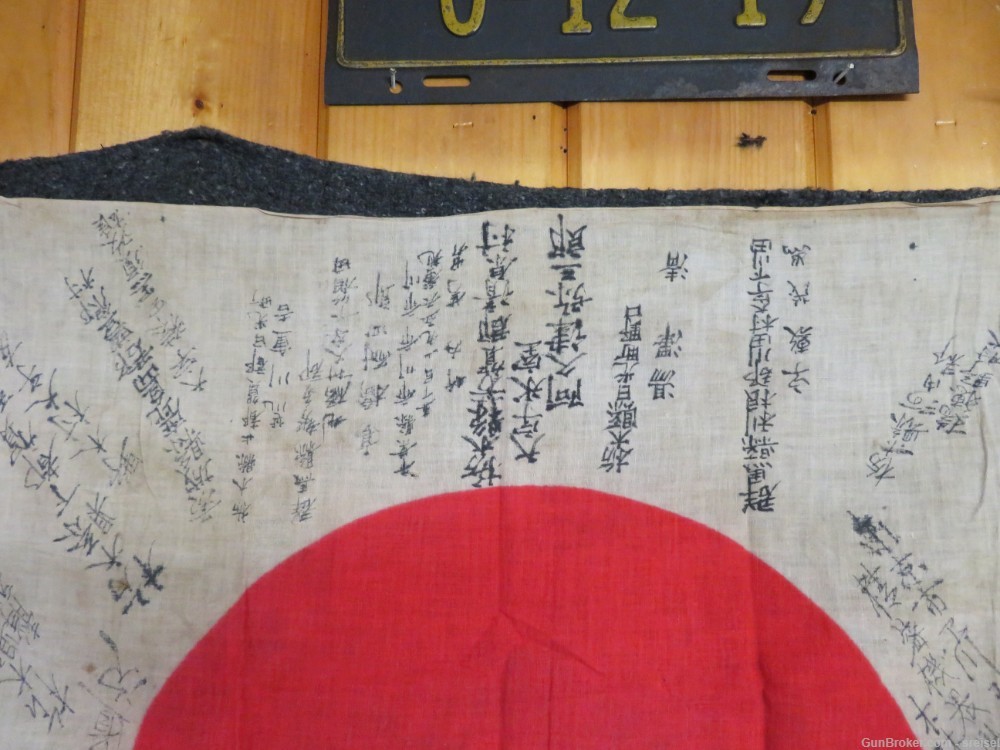 WWII JAPANESE HINOMARU MEATBALL FLAG W/ SIGNED KANJI CHARACTERS-LOOKS GREAT-img-8