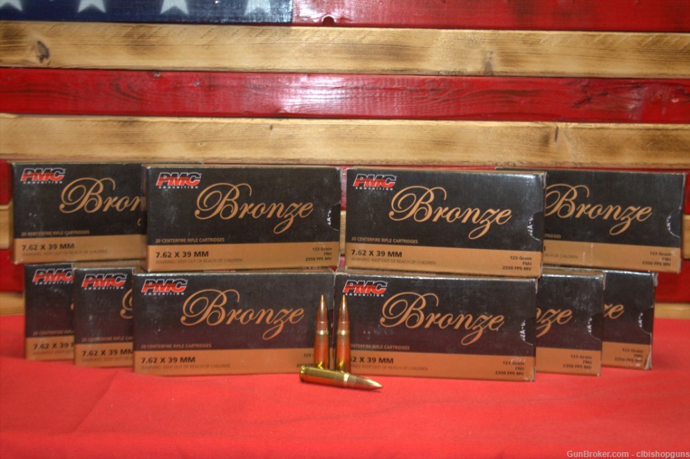 PMC Bronze 7.62x39MM 200 Rounds 10 BOXES brass cased -img-0
