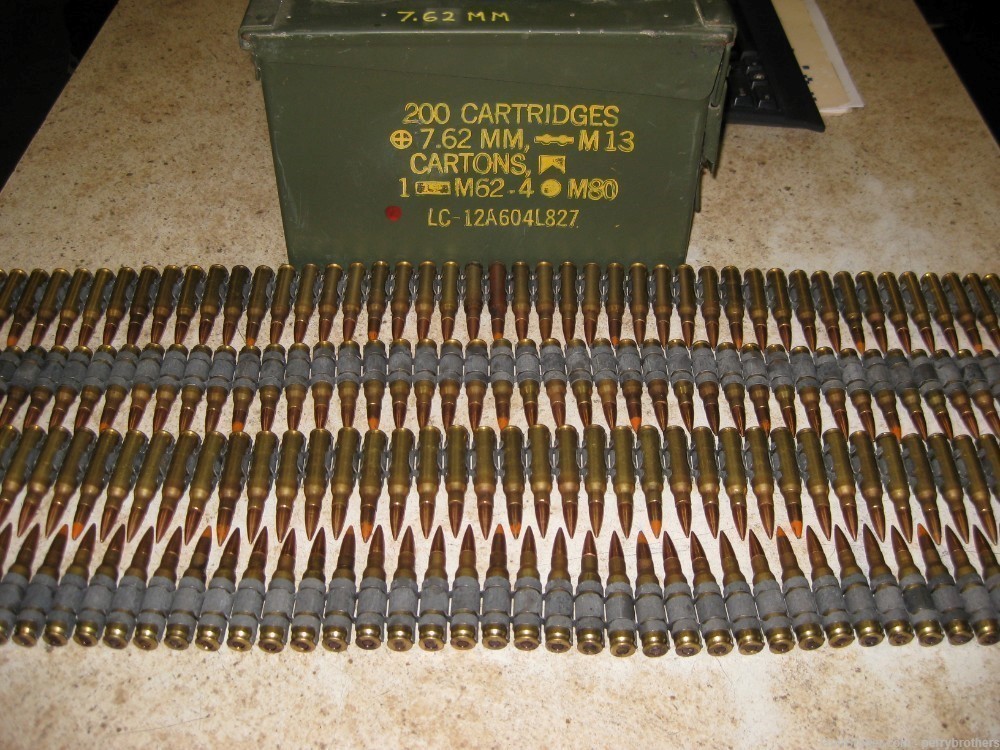 7.62X51 M13 LINKED 200RDS 7.62 NATO AMMO BELT 4-BALL & 1-TRACER W/ AMMO CAN-img-0