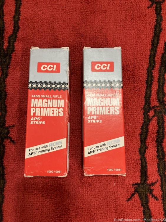 CCI APS Strip Small Rifle Magnum Primers #450  (Box of 1000 and Box of 900)-img-0