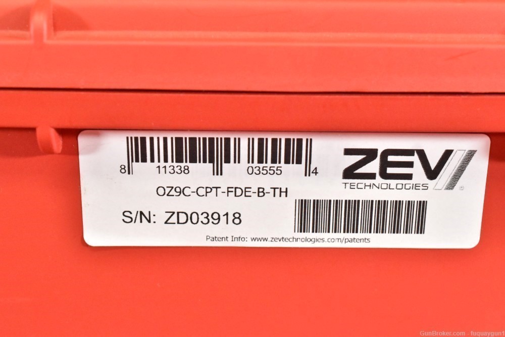 ZEV OZ9c Elite Compact 9mm 4.25" Threaded Barrel Optic Ready FDE OZ9c-img-9