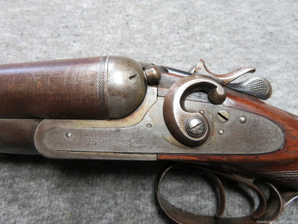 ANTIQUE BELGIAN “PRIZE MACHINE GUN” DOUBLE BARREL 12 GAUGE SHOTGUN-img-8