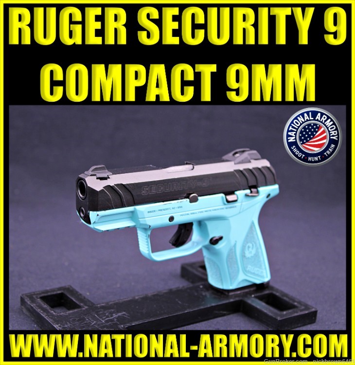 RUGER SECURITY-9 COMPACT 9MM 3.42" ROBIN EGG BLUE 10+1 STURM ADJ SIGHTS-img-0