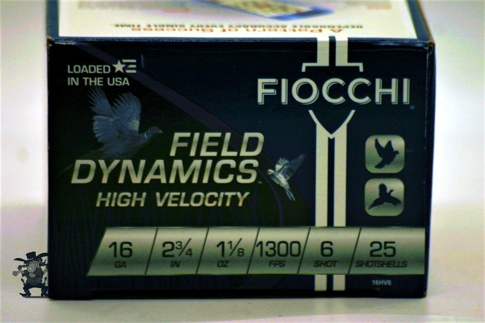 16 ga FIOCCHI High Velocity Field Dynamics 16 Gauge 2¾" Lead No.6 Shot 25RD-img-1