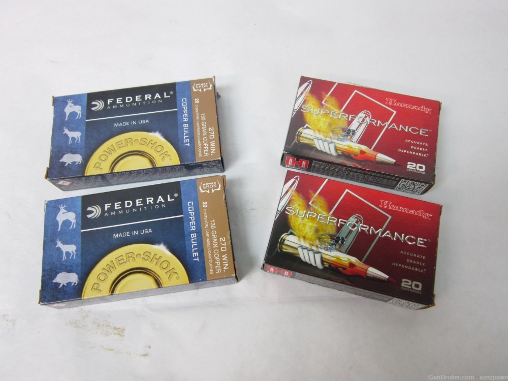Hornady & Federal Lead Free .270 Winchester Ammunition, 80 Rnds Factory New-img-1