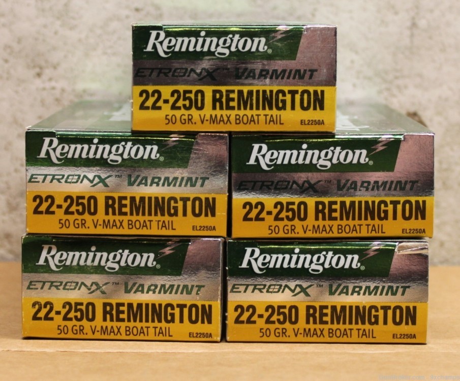 100 Rounds 22-250 Remington ETRONX Varmint 50 Grain V-MAX ammo Scarce-img-0