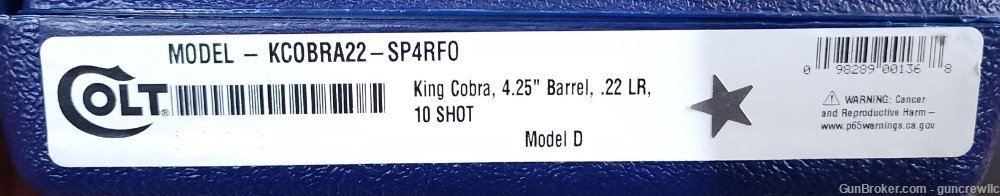 Colt KCOBRA22-SP4RFO King Cobra 22LR SS Stainless 22 LR 10rd 4.25" Layaway-img-14
