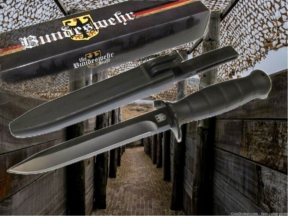 Bundeswehr MI220 Military Combat fixed blade field knife 11 3/8 Free Gift-img-0
