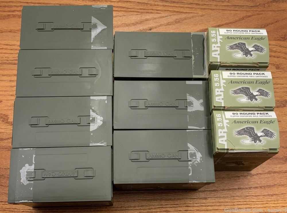10 BOXES 1,110 RDS AMERICAN EAGLE 5.56 NATO 62 GRAIN GREEN TIP AMMUNITION -img-2