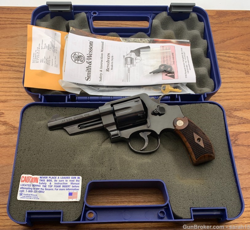 S&W 4" BLUE LEW HORTON MODEL 21-4 .44 SPECIAL ORIGINAL BOX & PAPERS -img-0