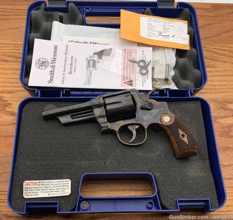 S&W 4" FACTORY CCH / BLUE LEW HORTON MODEL 21-4 .44 SPL ORIG BOX & PAPERS -img-0