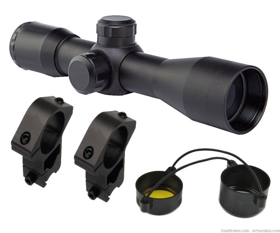 Compact Size 4x32 Scope + Ring Mounts for Ruger .22 American Rimfire Rifle-img-0