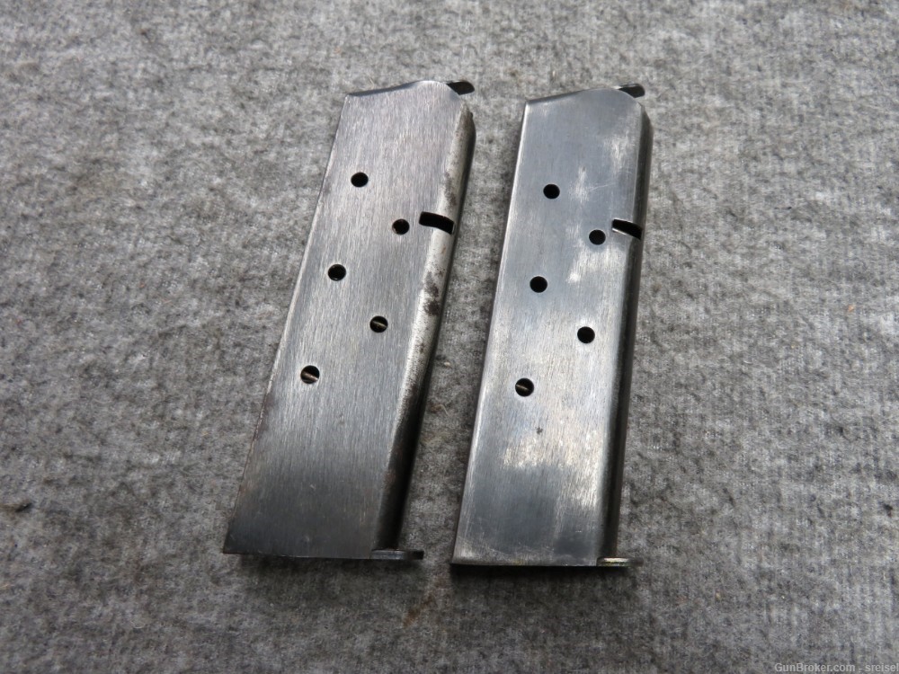 LOT OF 2 WWII US GI COLT 1911 MAGAZINES W/ WWI POUCH-img-1