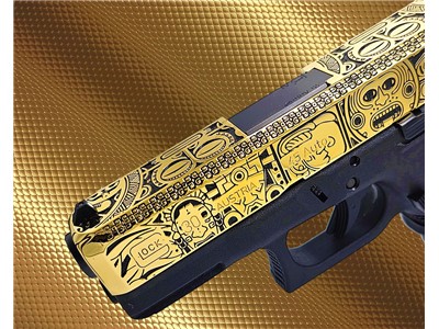 GLOCK EXCLUSIVE: GLOCK 30 - 45ACP - 24K GOLD PLATED WITH MAYAN AZTEC DESIGN