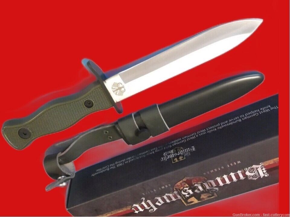 Bundeswehr OD Military Combat fixed blade field knife 10 3/8 FREE Gift-img-2