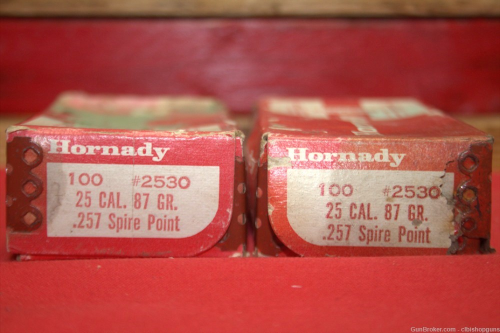 Hornady .25 Cal 87 Grain .257 Spire Point Vintage AMMO 200 Rounds nos-img-0