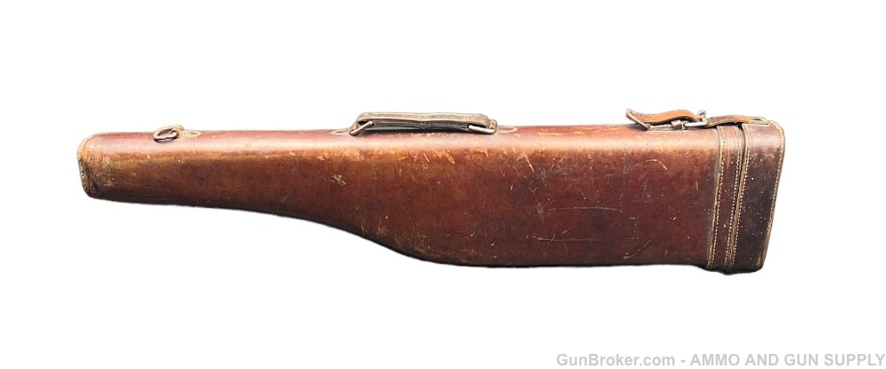 LEG O MUTTON GUN CASE - 31x7 DARK BROWN LEATHER- PENNY START NO RESERVE-img-2