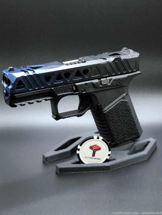 New Custom glock 19 gen3 cobalt faded SCT Frame w Leo Precision slide 9mm-img-1