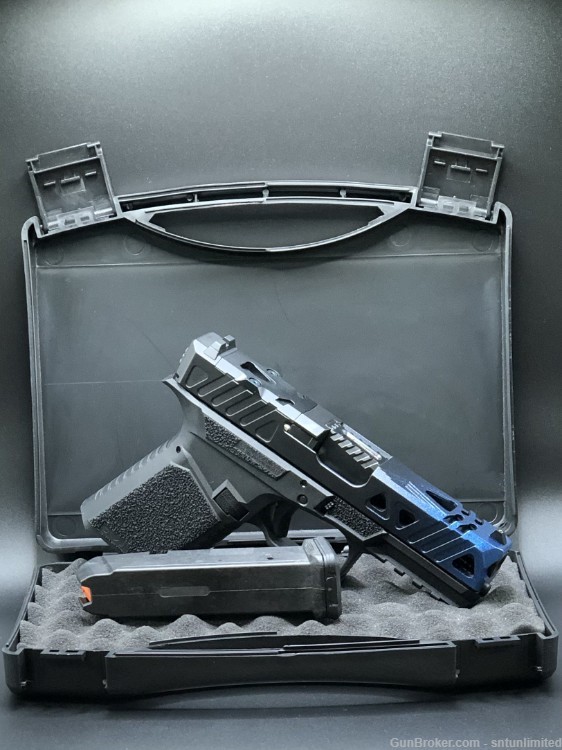 New Custom glock 19 gen3 cobalt faded SCT Frame w Leo Precision slide 9mm-img-4
