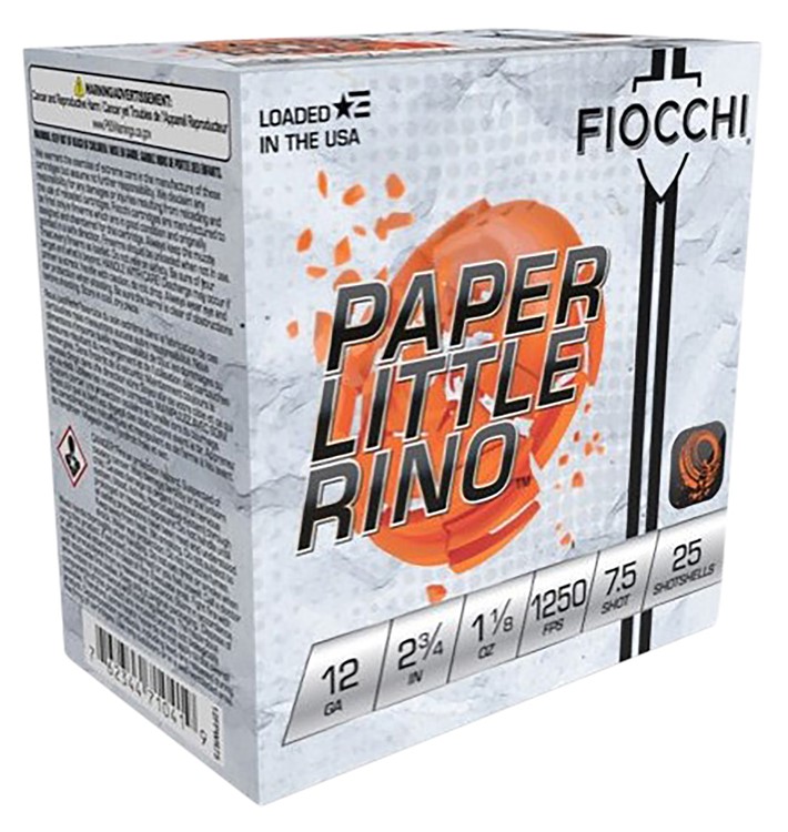 Fiocchi Paper Little Rino 12 Gauge 2.75 1 1/8 oz 7.5 Shot 25 Bx 12FPWR75-img-1