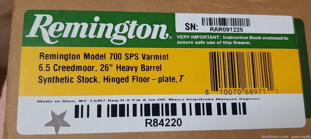 Remington R84220 700 SPS Varmint 6.5CM 6.5 Creedmoor Black 26" HB Layaway-img-11