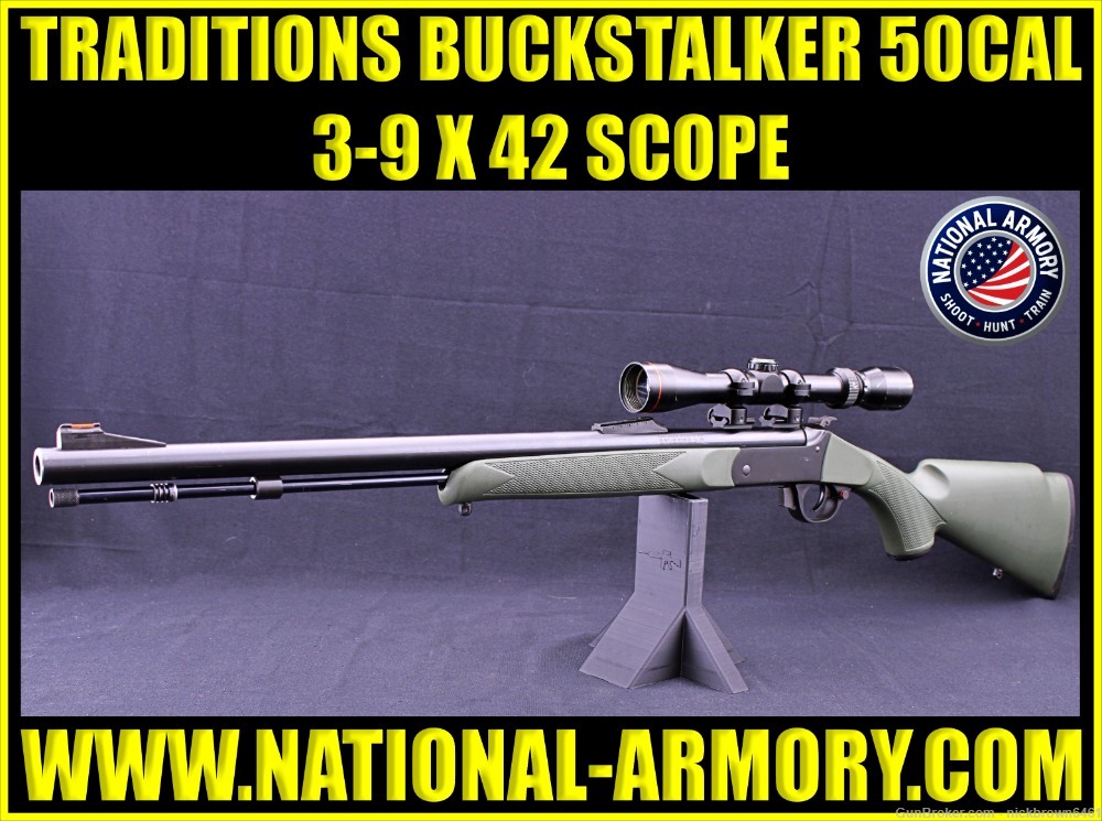 TRADITIONS BUCKSTALKER 50 CAL 24" 3-9x42 SCOPE OD GREEN SYNTHETIC STOCK -img-0