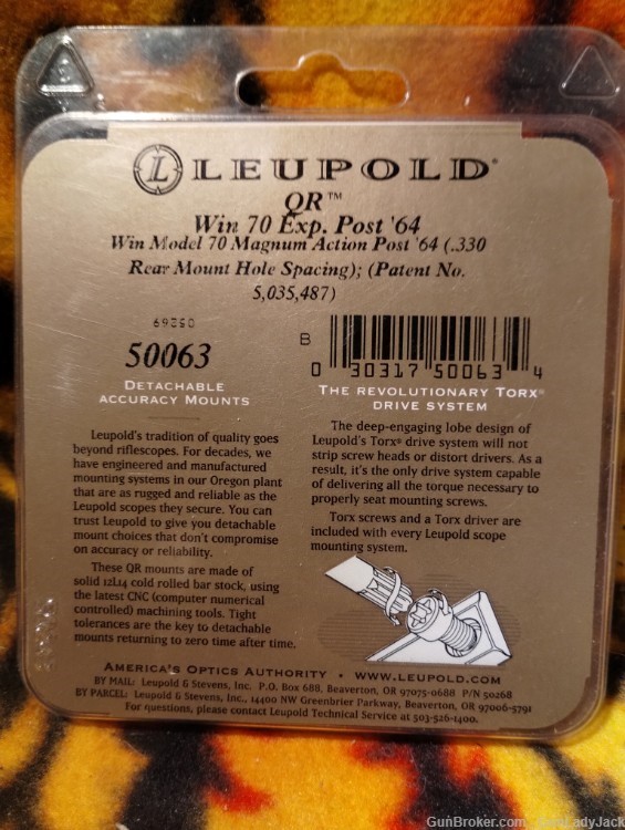 Leupold QR Win 70 Exp. post 64 #50063, matte. FREE SHIP!-img-1