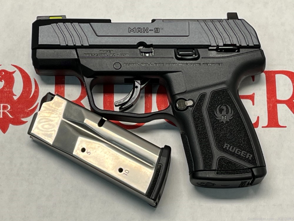 Ruger MAX-9 9mm Optic Ready Pistol, Thumb Safety, Night Sights, NO CC FEES-img-1