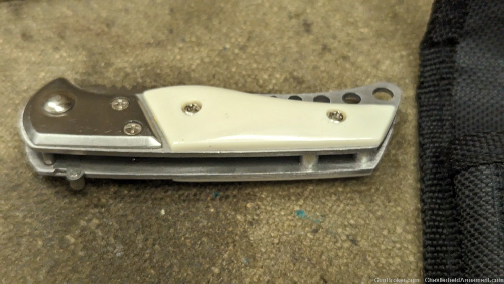 USA Harley Davidson small single blade Switch Blade knife with sheath-img-2