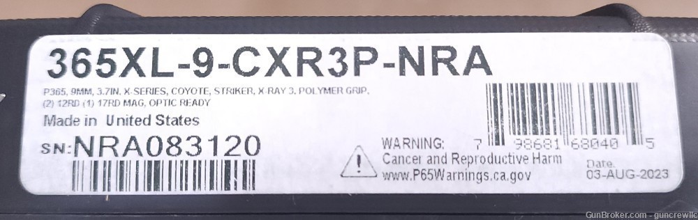 Sig Sauer P365 XL NRA Edition 365XL-9-CXR3P 9mm Coyote Tan FDE OR Layaway-img-10