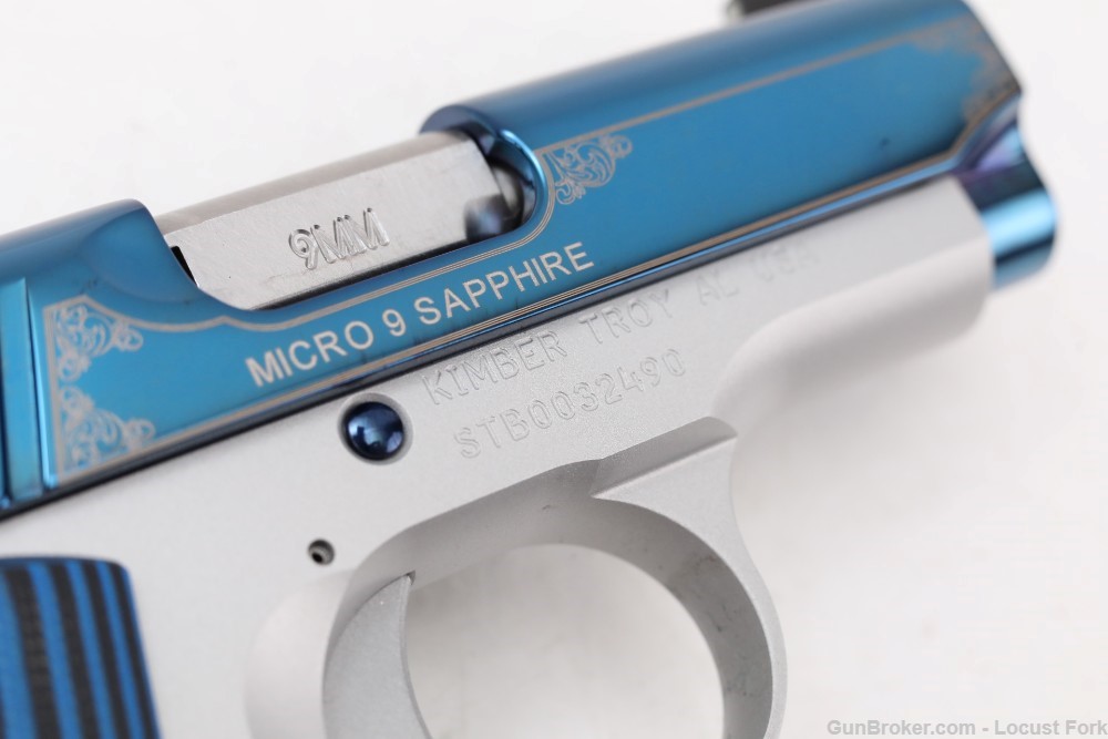 Kimber Custom Micro 9 Sapphire BLUE Engraved w/ Factory Box LIKE NEW NoRsrv-img-29