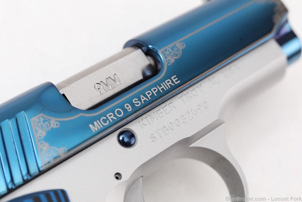 Kimber Custom Micro 9 Sapphire BLUE Engraved w/ Factory Box LIKE NEW NoRsrv-img-27