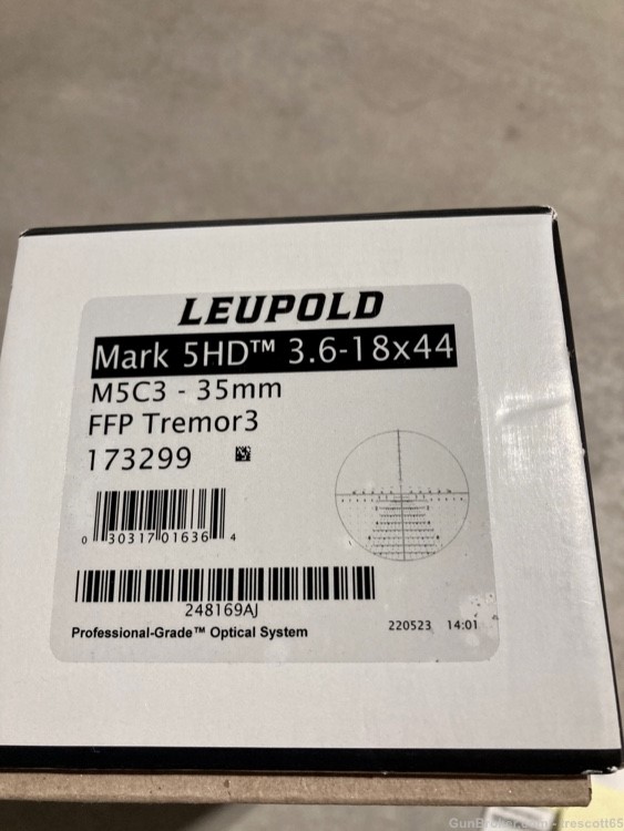 New & Unmounted - Leupold Mark 5HD 3.6-18x44mm M5C3 Matte Tremor 3 173299-img-7