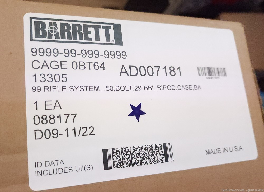 Barrett 13305 M99A1 99A1 99-A1 50Cal 50BMG 50 cal BMG 29" Fluted Layaway-img-12