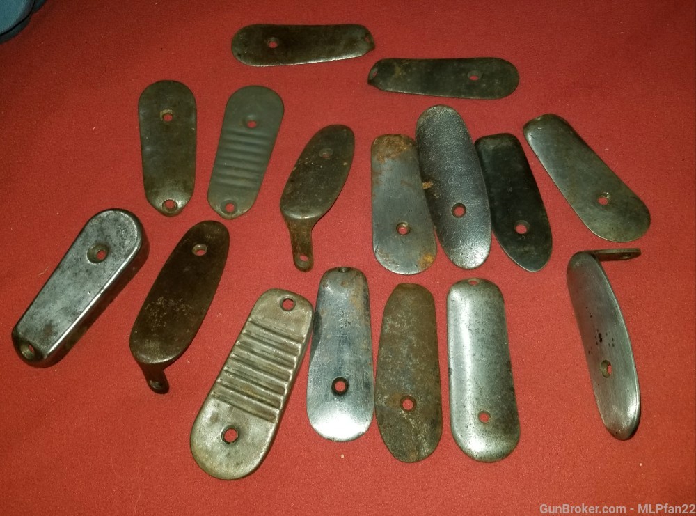 Lot of 16 rifle buttplates mostly Mauser parts -img-1