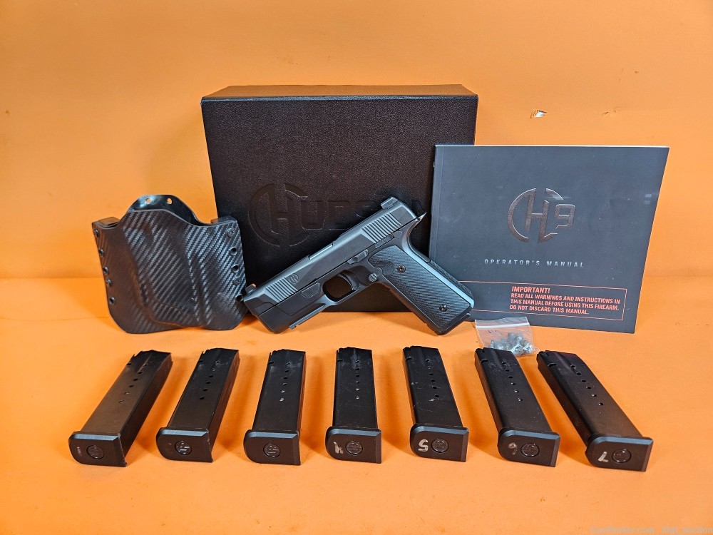 Hudson MFG H9 Semi Auto 9mm Pistol With Box, 8 Mags, Holster, Manual-img-0