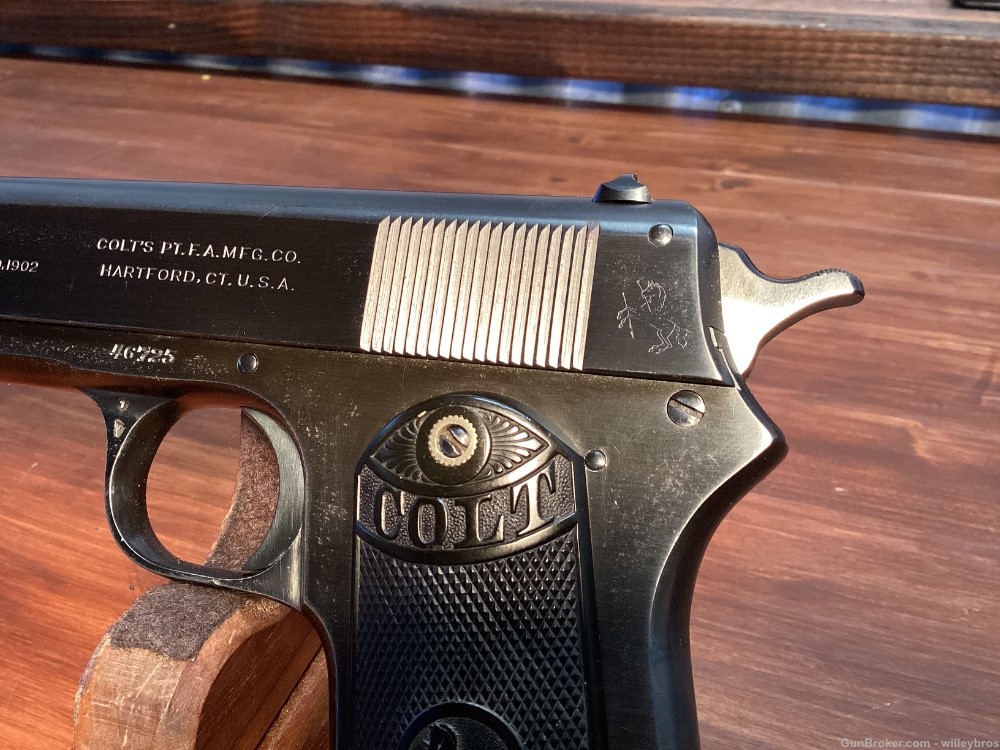 Professionally Restored 1927 Colt 1902 Hammer .38 acp 4” Original Grips-img-10