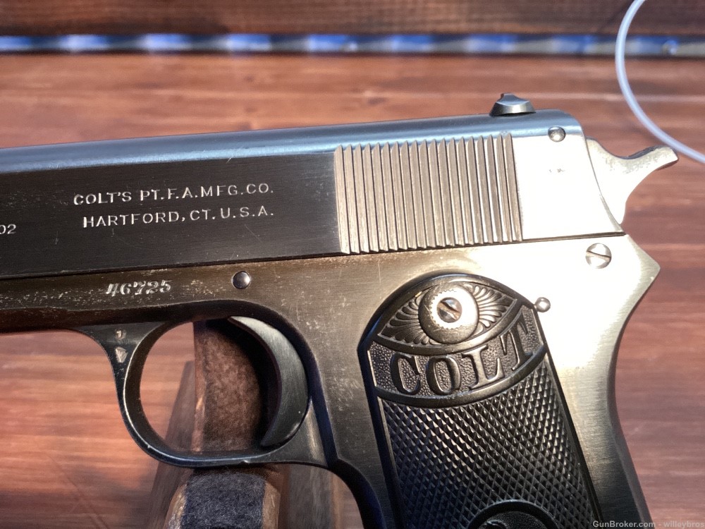 Professionally Restored 1927 Colt 1902 Hammer .38 acp 4” Original Grips-img-9