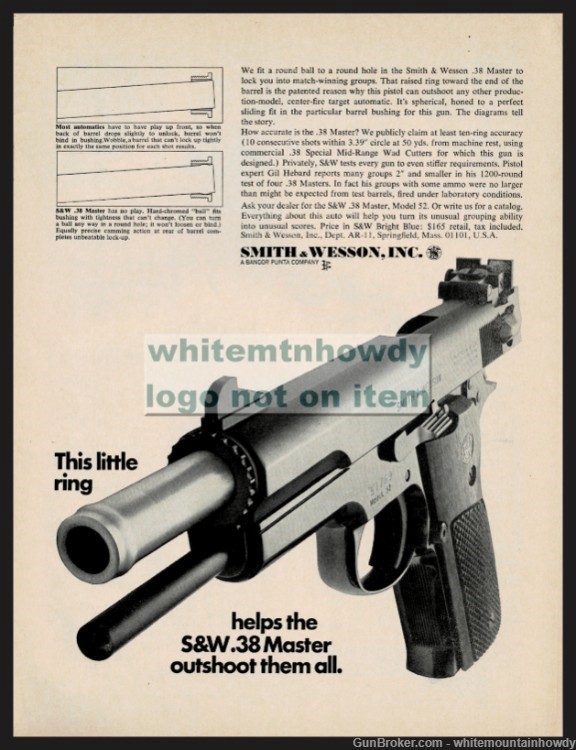 1967 SMITH & WESSON .38 Master Pistol PRINT AD Original Advertising-img-0