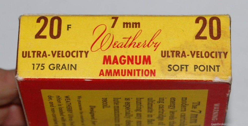Vintage Partial Tiger Box 7mm Weatherby Magnum w/ 175 gr Soft Point 19 Rnds-img-4