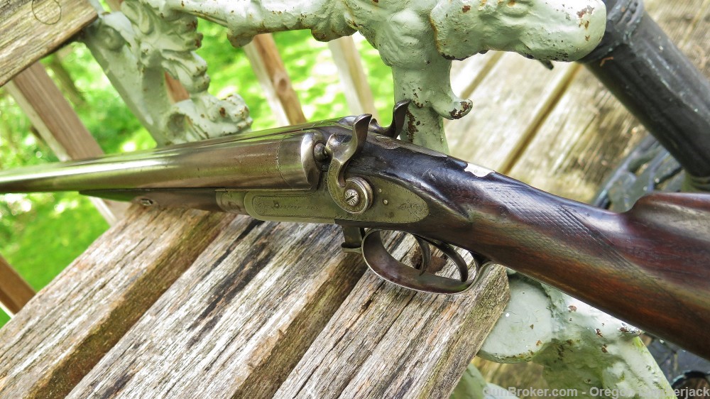 Parker Bros. 12 Ga. Underlever double barrel shotgun Antique 1874 Damascus -img-67