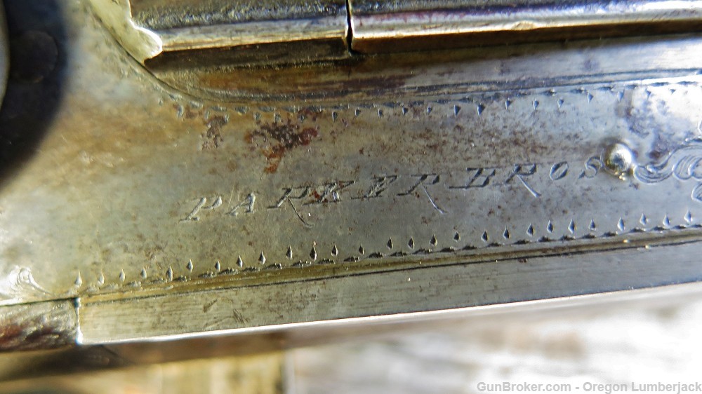 Parker Bros. 12 Ga. Underlever double barrel shotgun Antique 1874 Damascus -img-10